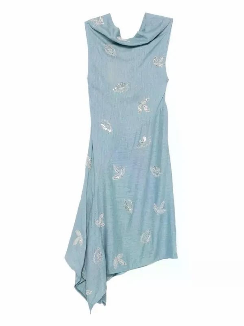 Marques' Almeida Cowl-Neck Embroidered Sequin Linen Midi Dress NWT 8